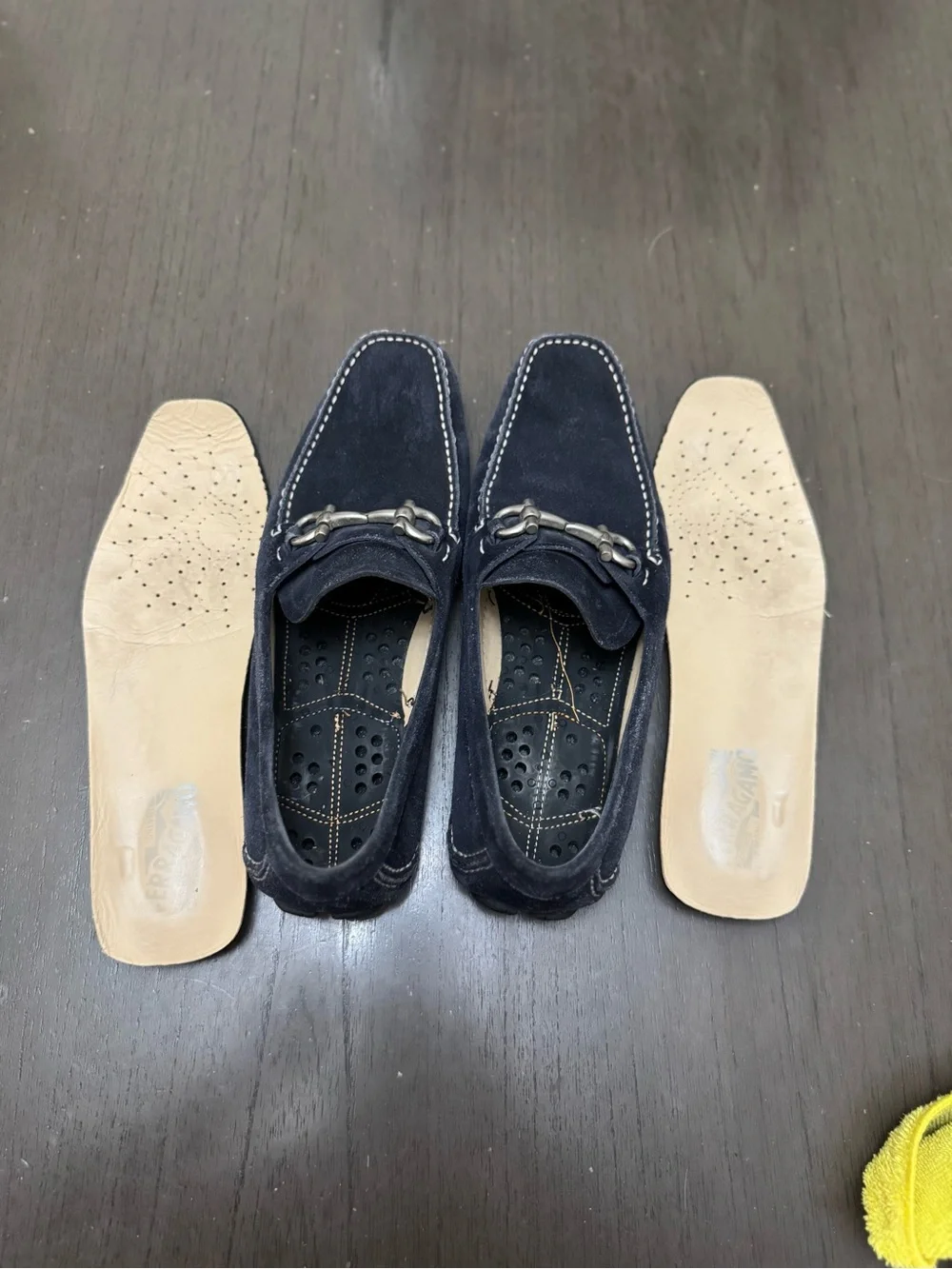 Salvatore Ferragamo Navy Suede Bit Loafers